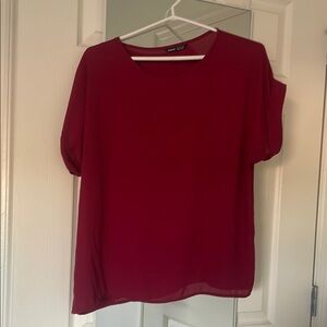Red Boxy Blouse with Relaxed Fit